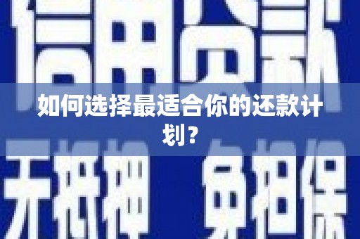 上城如何选择最适合你的还款计划？