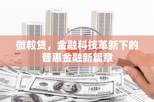 上城微粒贷，金融科技革新下的普惠金融新篇章
