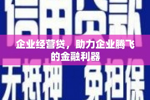 上城企业经营贷，助力企业腾飞的金融利器