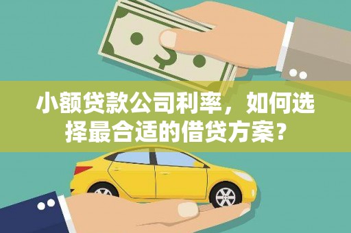 上城小额贷款公司利率，如何选择最合适的借贷方案？