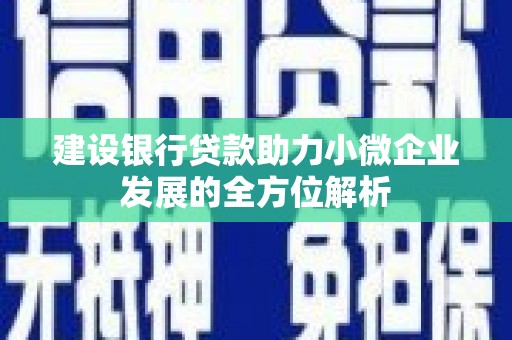 上城建设银行贷款助力小微企业发展的全方位解析