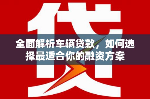上城全面解析车辆贷款，如何选择最适合你的融资方案