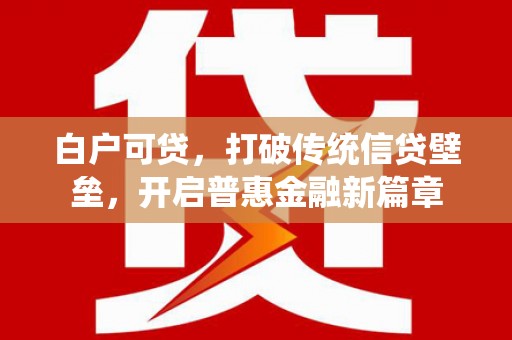 上城白户可贷，打破传统信贷壁垒，开启普惠金融新篇章