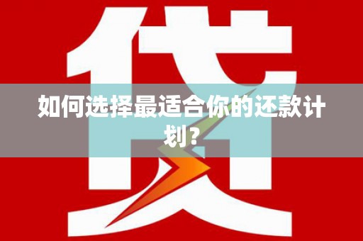 上城如何选择最适合你的还款计划？
